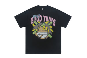 Hip-hop t-shirt rapper top money print tee Brown