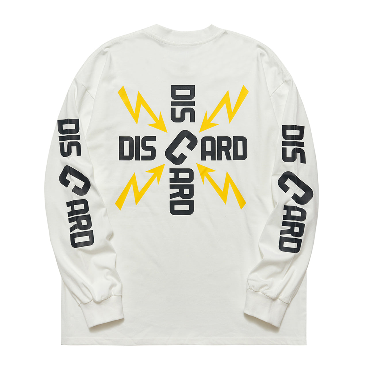 Discard slogan jumper long sleeve grunge t-shirt thunder print top in white