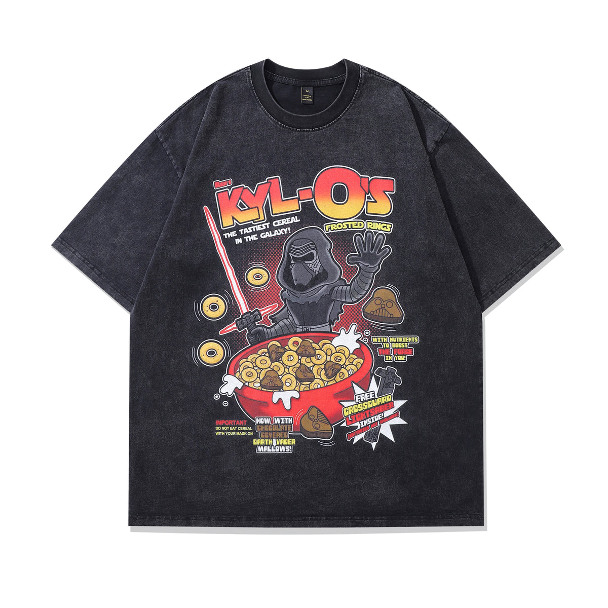 Cereal t-shirt spaceman print tee retro poster top in vintage grey