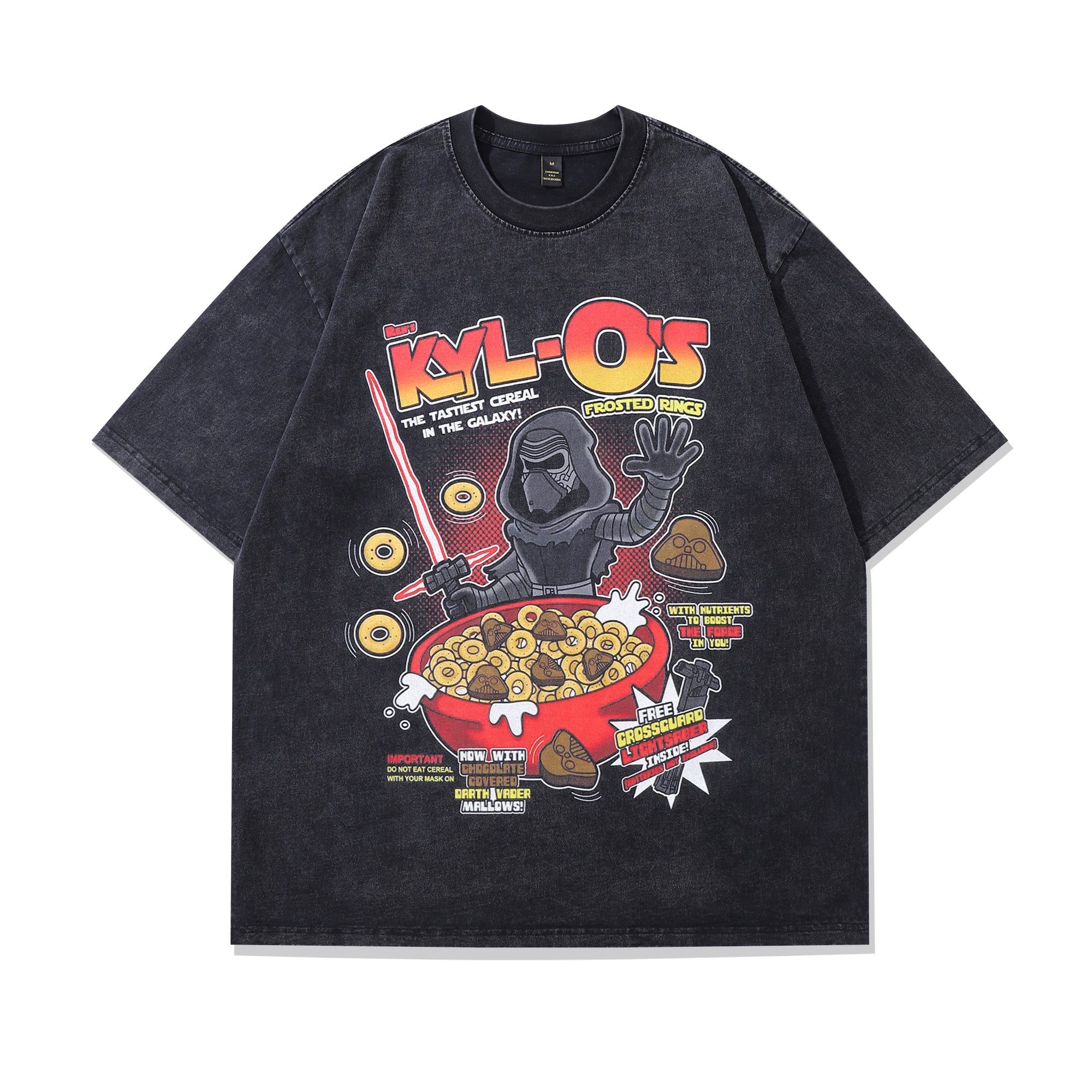 Cereal t-shirt spaceman print tee retro poster top in vintage grey