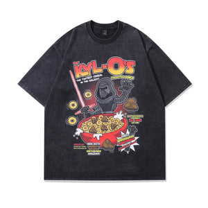 Cereal t-shirt spaceman print tee retro poster top in vintage grey