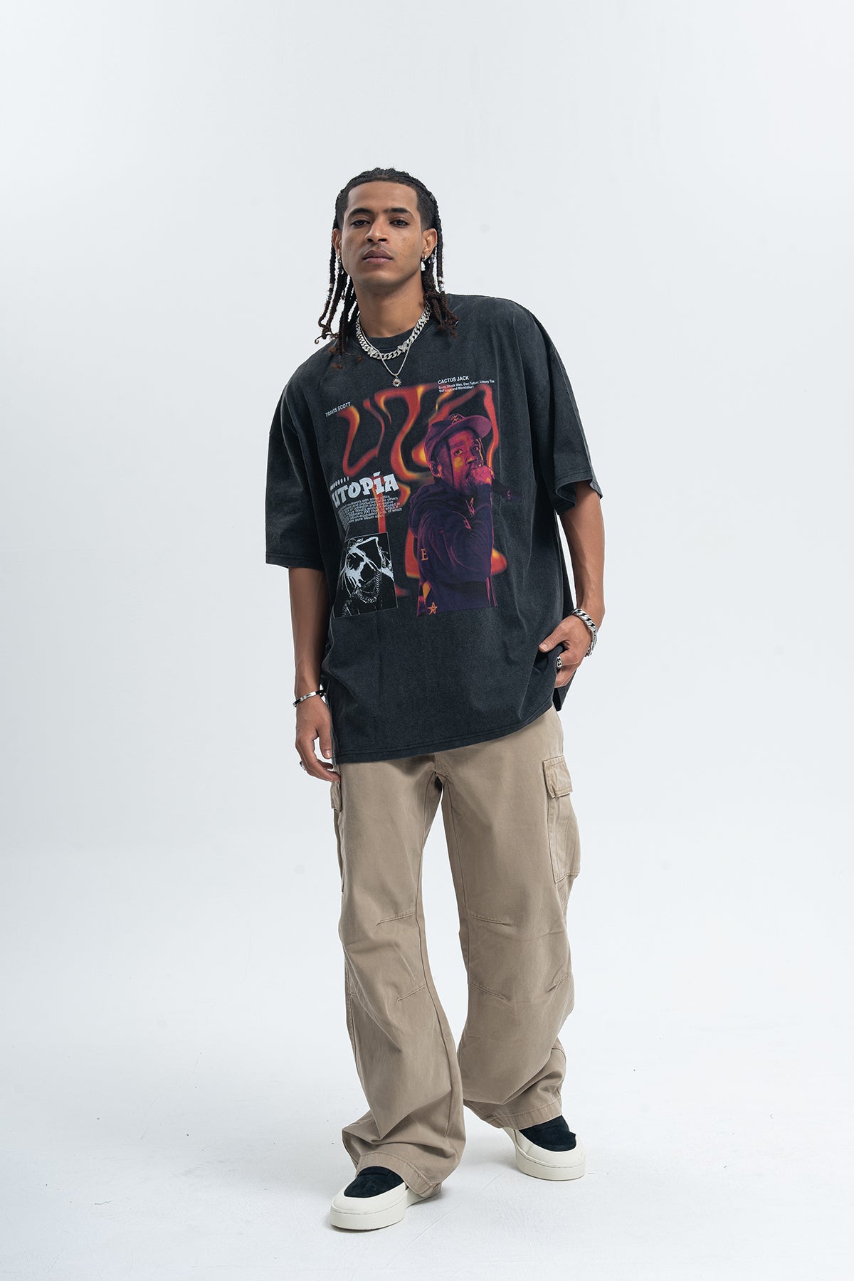 Vintage rapper t-shirt retro hip-hop top gangster tee in black