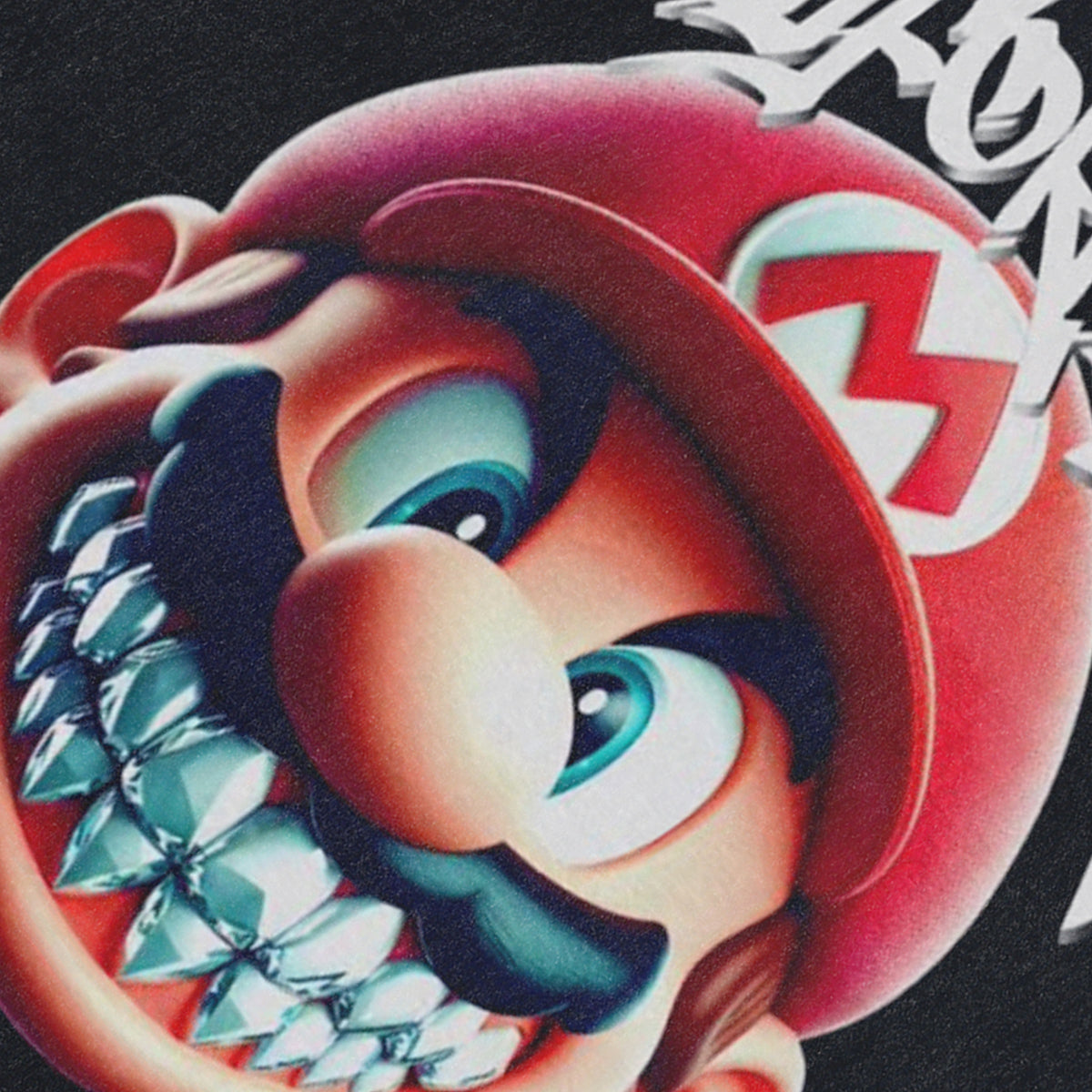 Super Mario sleeveless t-shirt vintage gamer vest 00s creepy cartoon tank top in acid wash black
