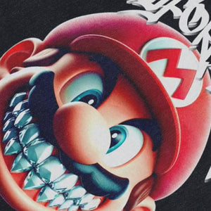 Super Mario sleeveless t-shirt vintage gamer vest 00s creepy cartoon tank top in acid wash black