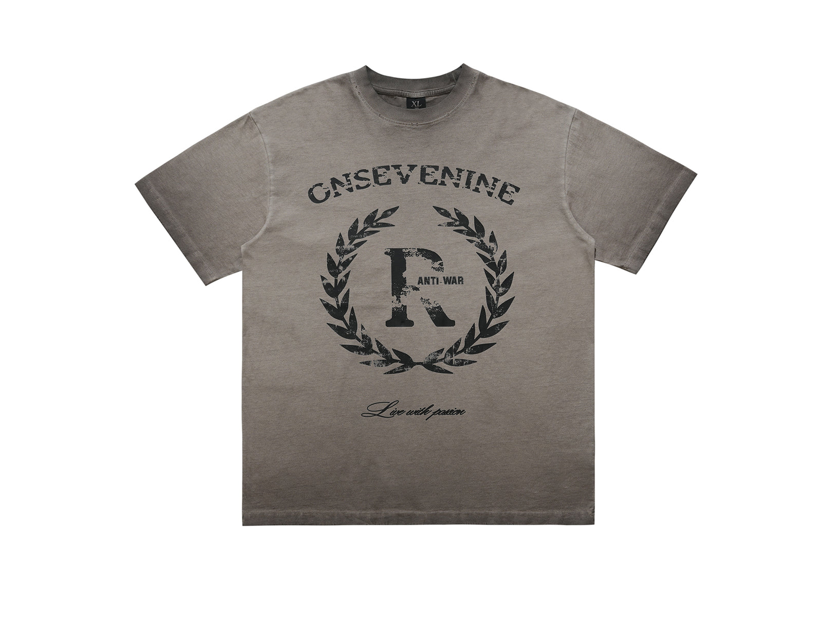 Anti war t-shirt peace slogan top hippie tee in beige