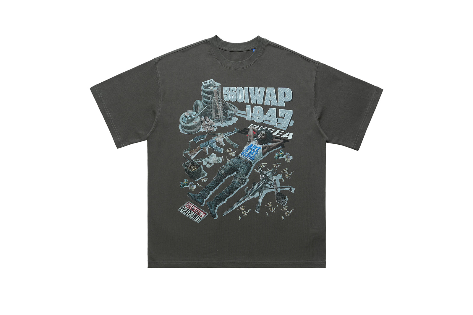 Rapper t-shirt 00s hip-hop tee gangster top in grey