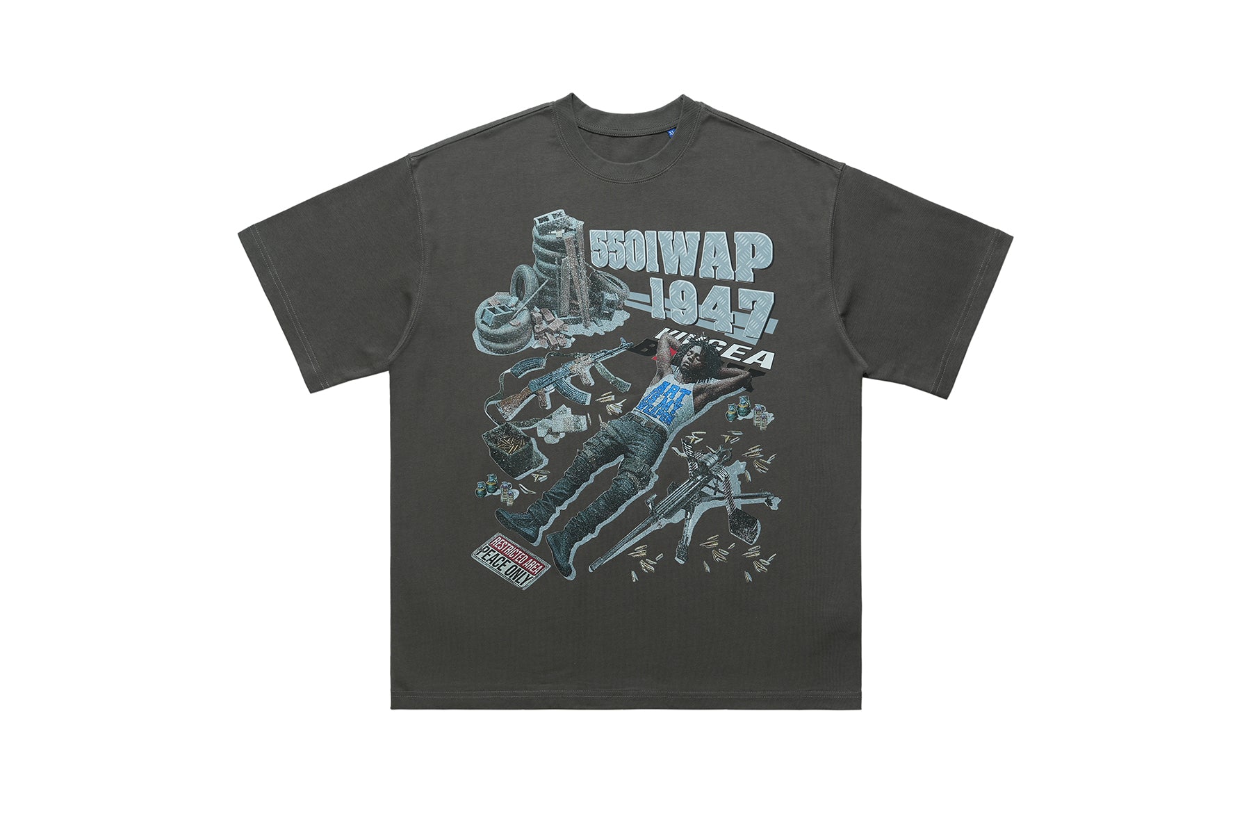 Rapper t-shirt 00s hip-hop tee gangster top in grey