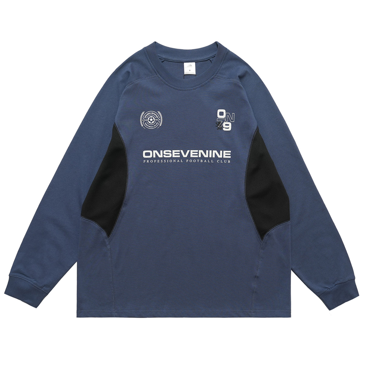 Racing top long sleeve patchwork top motorsports grunge jumper in blue