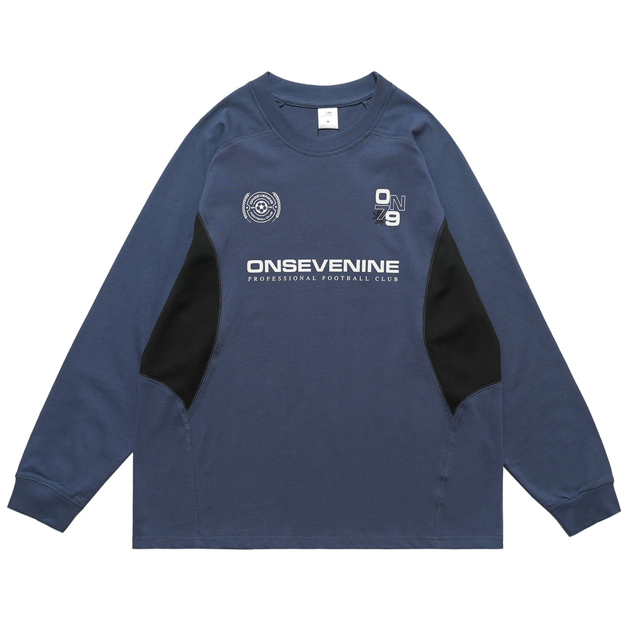 Racing top long sleeve patchwork top motorsports grunge jumper in blue