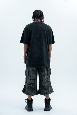 Skull graffiti t-shirt bones print top retro skeleton tee in black