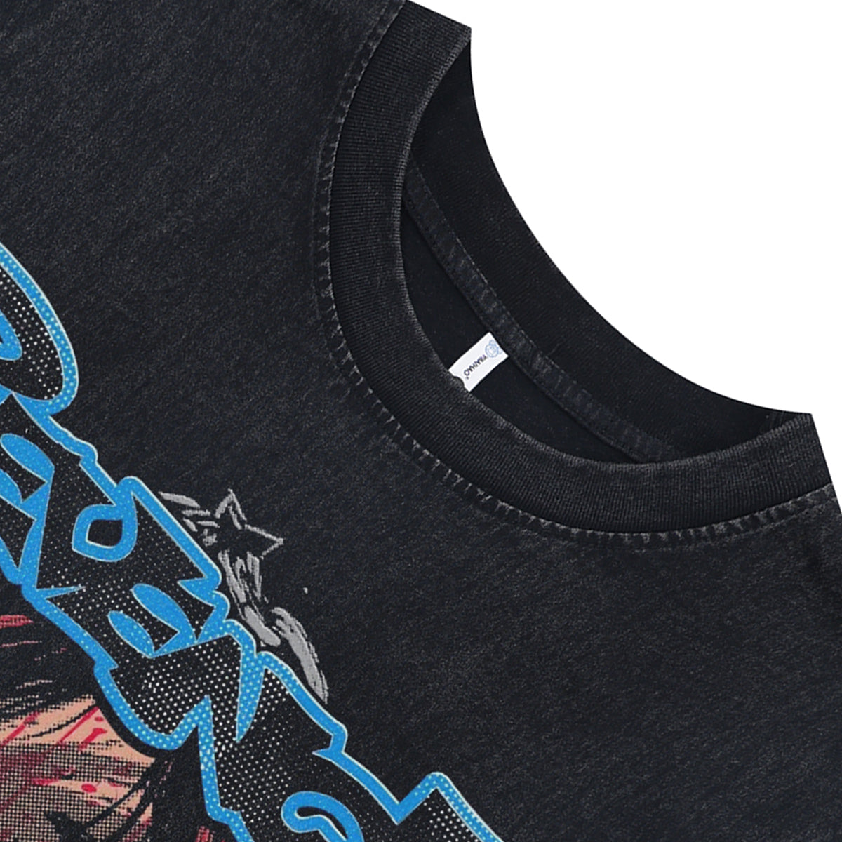 Revenge slogan sleeveless t-shirt vintage Japanese vest retro anime tank top in acid wash black