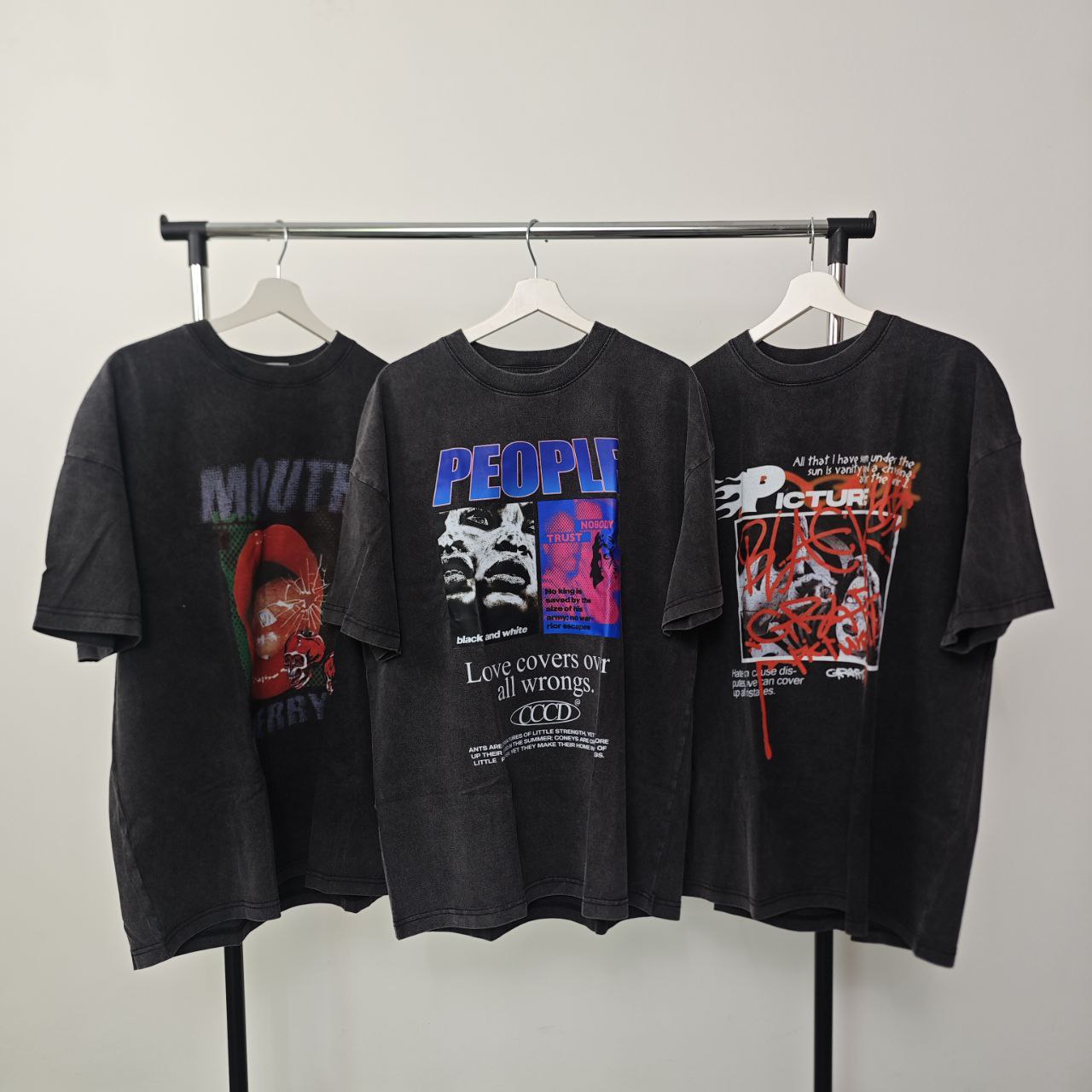 AESTHETIC PRINT vintage wash t-shirt sample sale 3 for 2