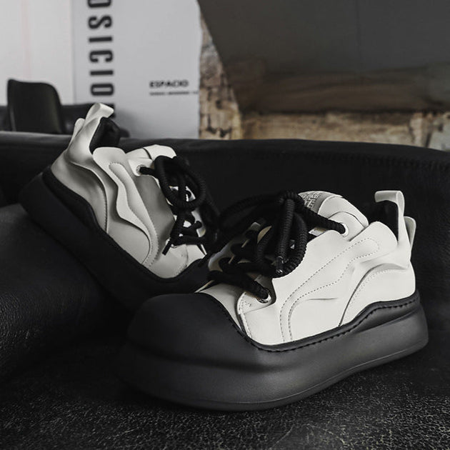 Chunky platform high tops black raver sneakers grunge shoes hip-hop trainers 00s style