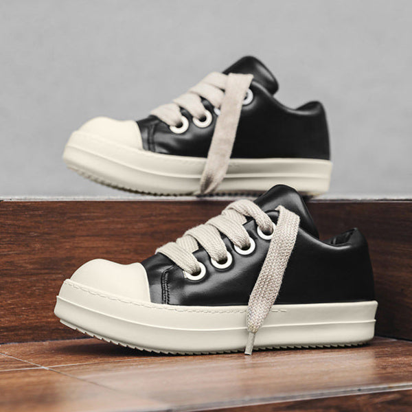 Chunky platform gothic shoes black faux leather punk sneakers grunge trainers hip-hop 00s style