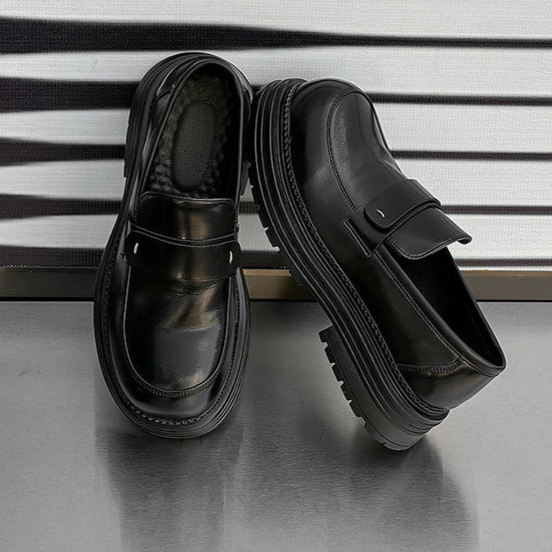 Square toe brogue boots black faux leather chunky sole boat shoes catwalk grunge fashion