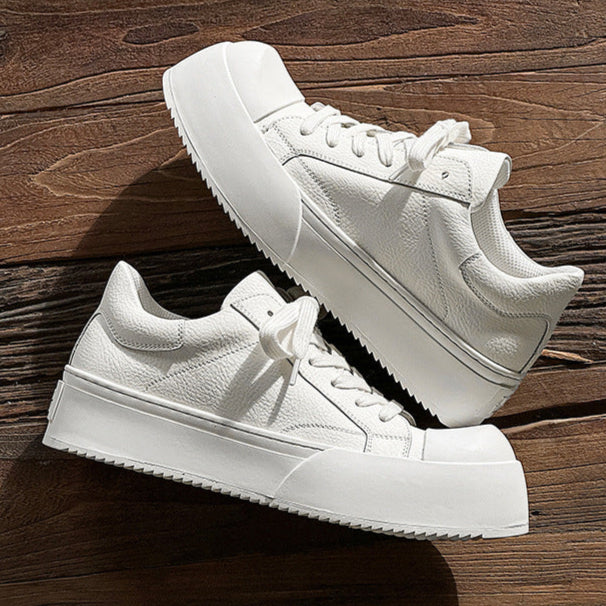 Chunky platform high tops white faux leather sneakers grunge shoes hip-hop trainers 00s style