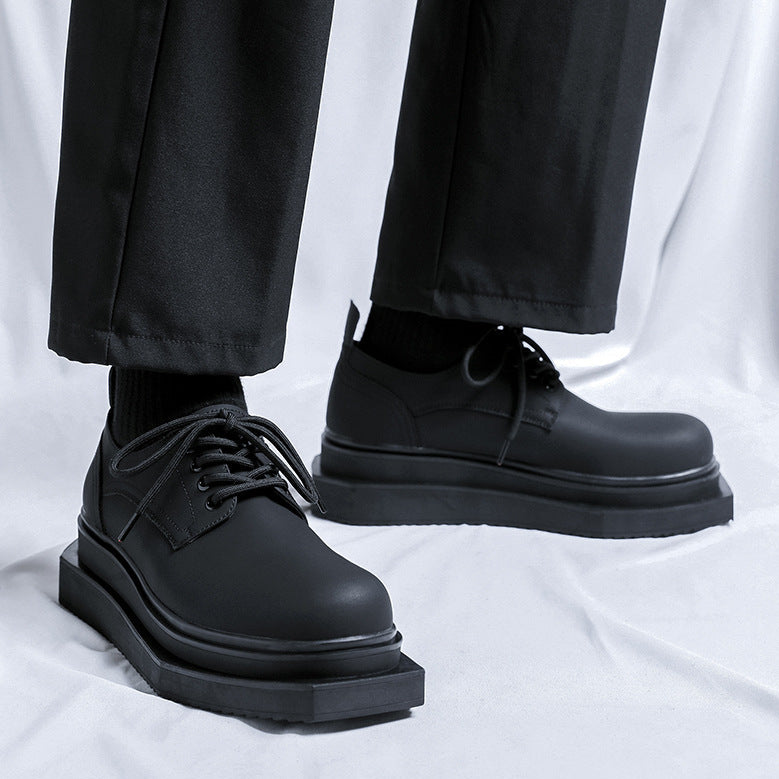 Asymmetric platform patent faux leather shoes black shiny round toe chunky sole catwalk shoes grunge fashion boots