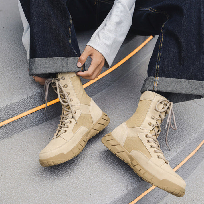 Hiking style boots beige mountain climbing grunge retro skiing shoes