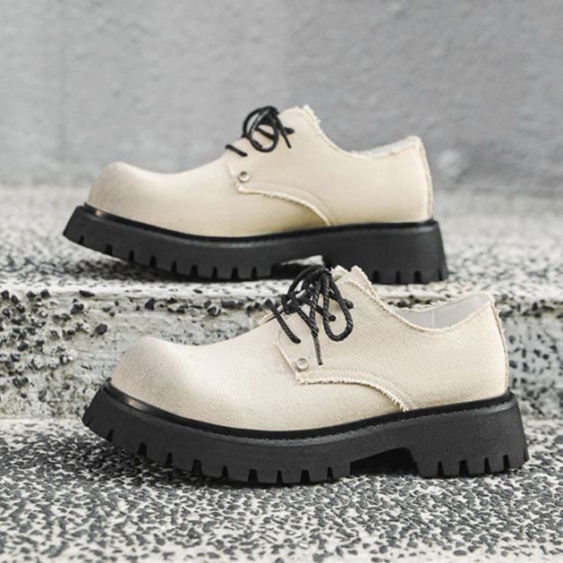 Denim Derby shoes off white round toe denim boots grunge tractor sole casual trainers platform sneakers