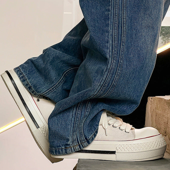 Platform canvas sneakers white chunky sole skater shoes grunge punk trainers