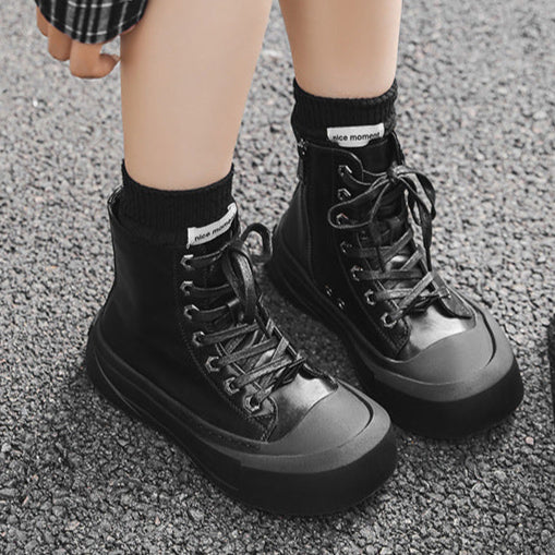 Chunky platform high tops black white raver sneakers grunge shoes skater trainers 00s style