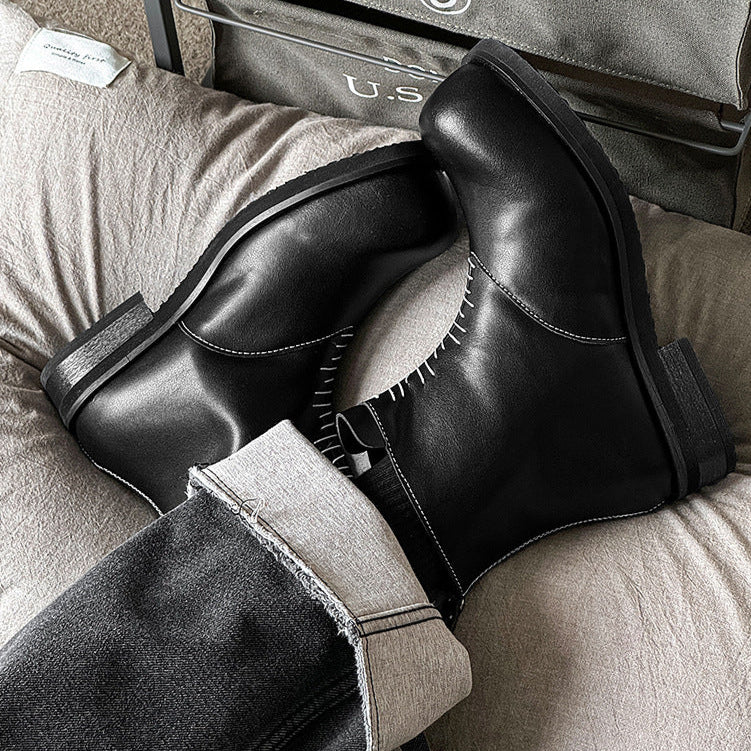 Catwalk utility boots black punk rocker faux leather shoes grunge trainers 00s style