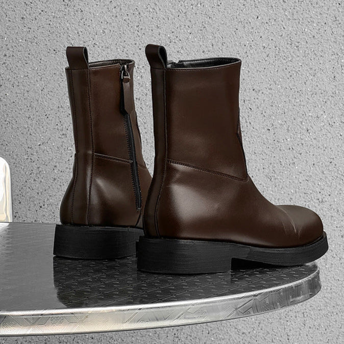 Square toe retro ankle boots black low sole mountain shoes 00s grunge style