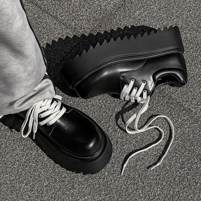 Extreme platform Derby shoes black lace up grunge punk rocker boots smart 00s style sneakers
