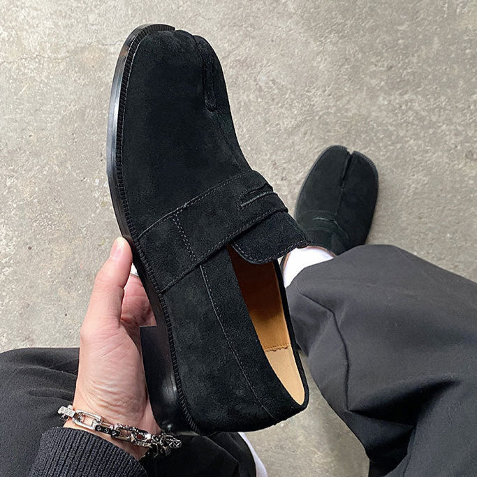 Suede Tabi shoes brown smart style split toe loafers going out coctail party boots