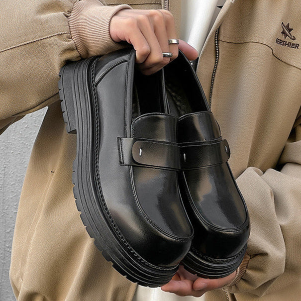 Square toe brogue boots black faux leather chunky sole boat shoes catwalk grunge fashion