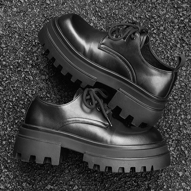 Tractor platform Derby shoes black chunky sole grunge E-boy boots