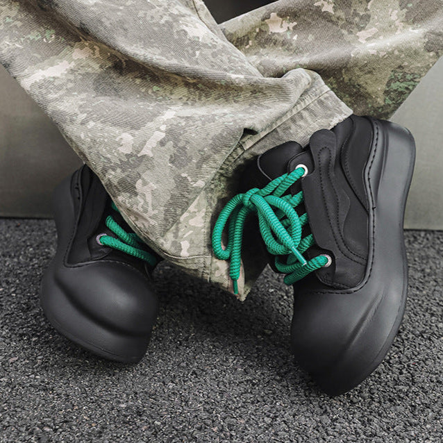 Chunky platform high tops black raver sneakers grunge shoes hip-hop trainers 00s style