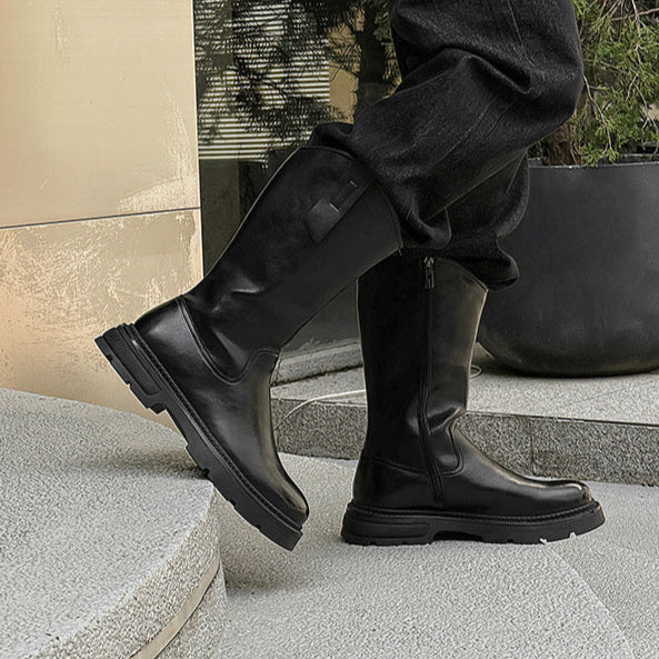 Retro hunter boots black low sole mountain shoes 00s grunge catwalk style faux leather