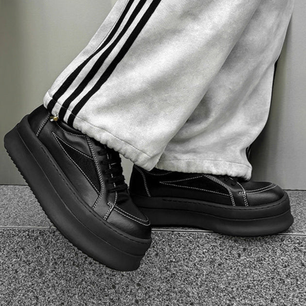 Chunky platform high tops black raver sneakers grunge shoes skater trainers 90s style faux leather