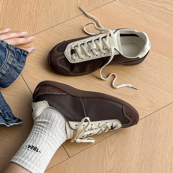 Retro sneakers brown 70s style grunge trainers old school suede finish sport shoes