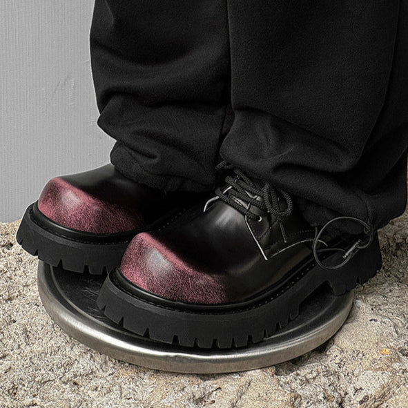 Gradient Derby shoes black chunky sole brogues faux leather catwalk shoes grunge fashion boots