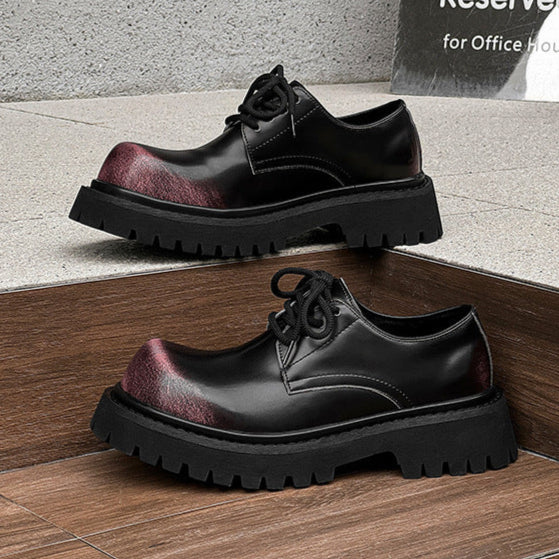 Gradient Derby shoes black chunky sole brogues faux leather catwalk shoes grunge fashion boots