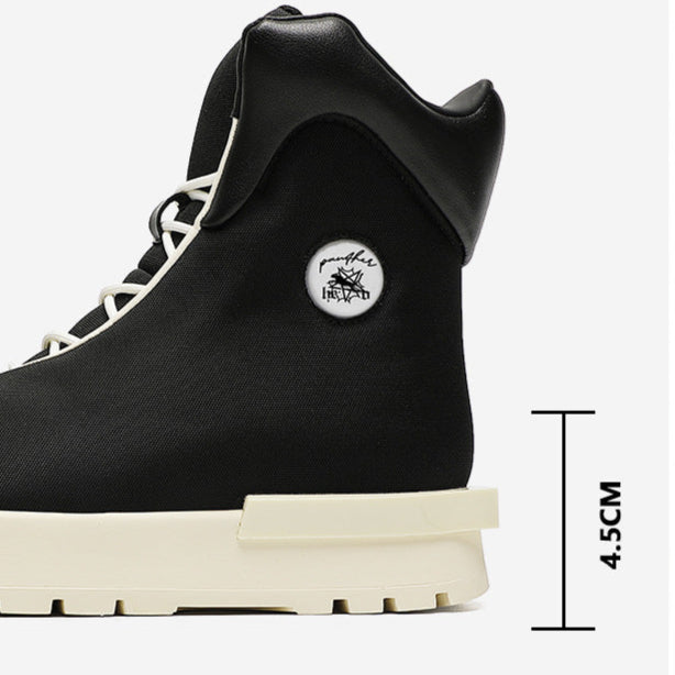 Japanese style boots black platform catwalk shoes grunge Gothic high tops