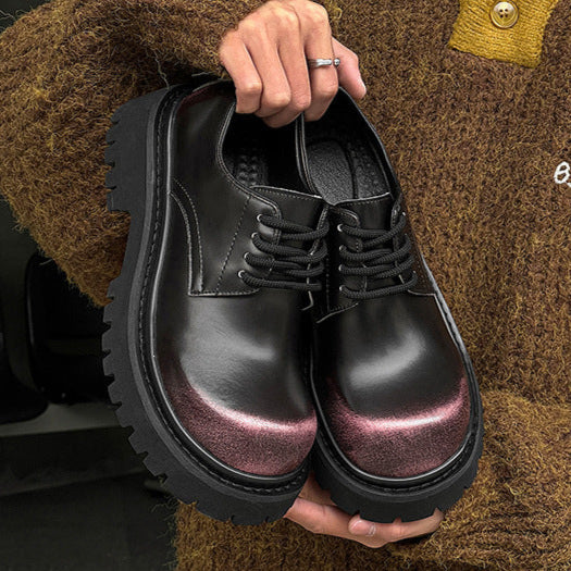 Gradient Derby shoes black chunky sole brogues faux leather catwalk shoes grunge fashion boots