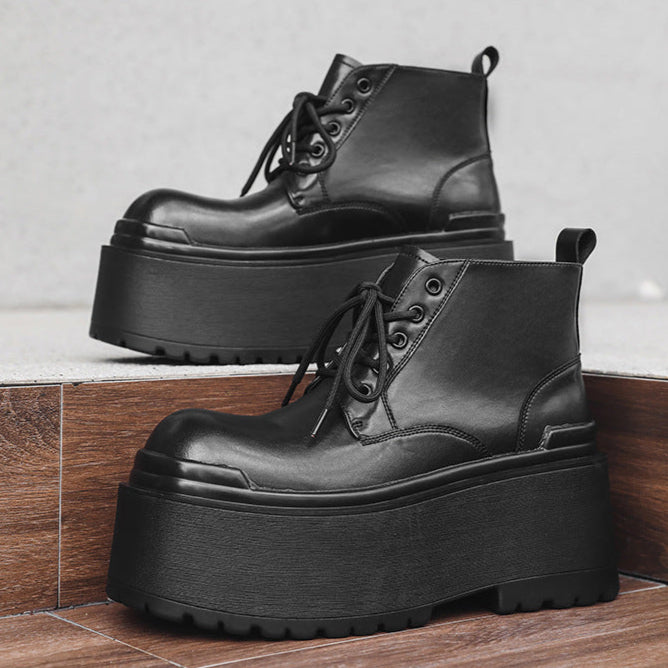 Extreme platform boots black lace up Goth style shoes faux leather grunge punk rocker trainers 90s style
