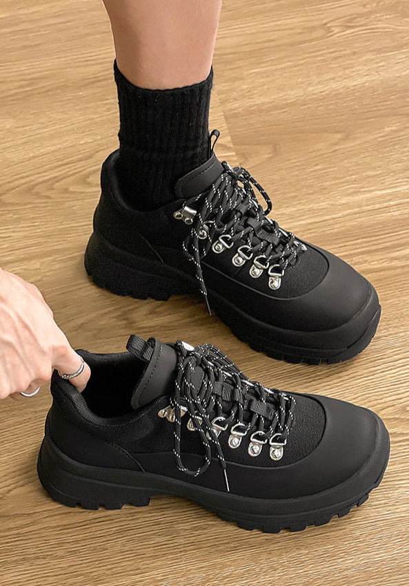 Hiking style boots white black mountain climbing grunge retro skiing fashion shoes