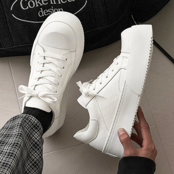 Chunky platform high tops white faux leather sneakers grunge shoes hip-hop trainers 00s style