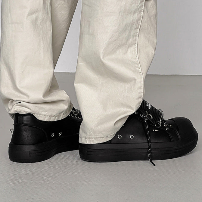 Chunky sole studded sneakers white 90s style grunge platform trainers old school punk shoes (Copy)