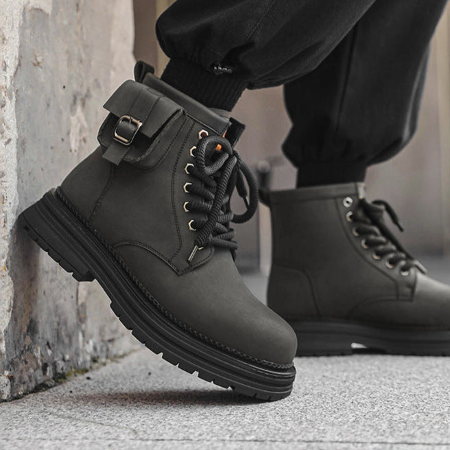 Grunge work boots grey wallet attachment catwalk hiking shoe mountain trainers