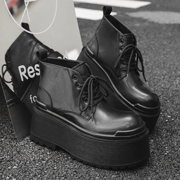 Extreme platform boots black lace up Goth style shoes faux leather grunge punk rocker trainers 90s style