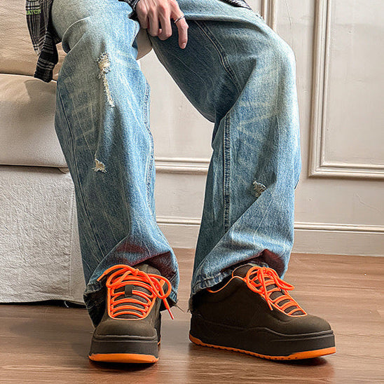 Chunky platform high tops orange brown raver sneakers grunge shoes skater trainers 90s style