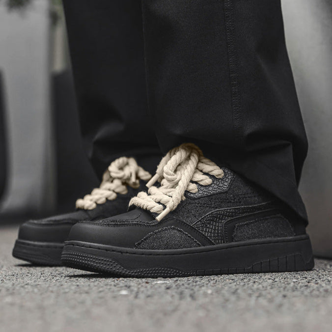 Snake skin patch high tops black denim sneakers grunge shoes hip-hop trainers 00s style