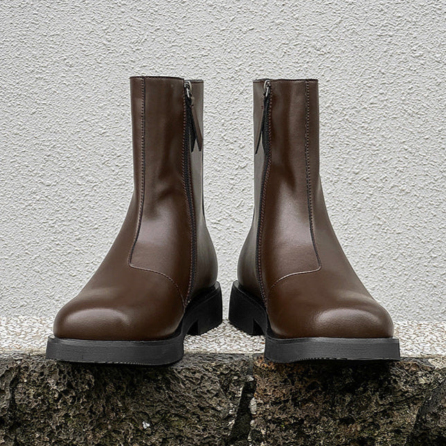 Retro hunter boots brown low sole mountain shoes 00s grunge style faux leather