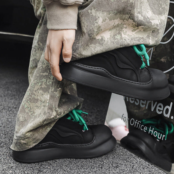 Chunky platform high tops black raver sneakers grunge shoes hip-hop trainers 00s style