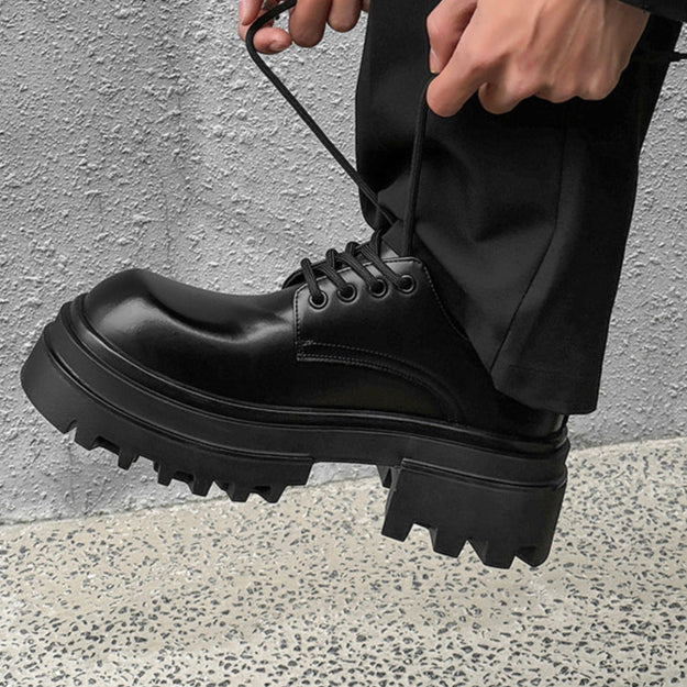 Tractor platform Derby shoes black chunky sole grunge E-boy boots